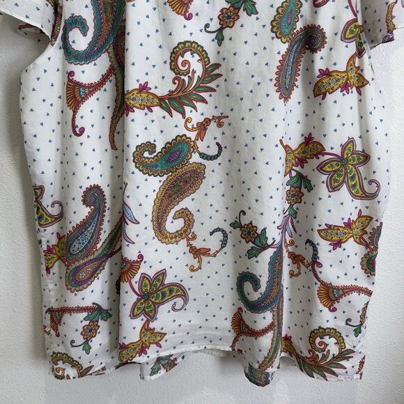 Talbots Top Womens 3X Plus Floral Tropical Breathable Beach‎ Cotton Boho Coastal - Picture 10 of 15